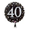 BALLON METALLIQUE 45CM HAPPY BIRTHDAY 40 NOIR OR HOLO