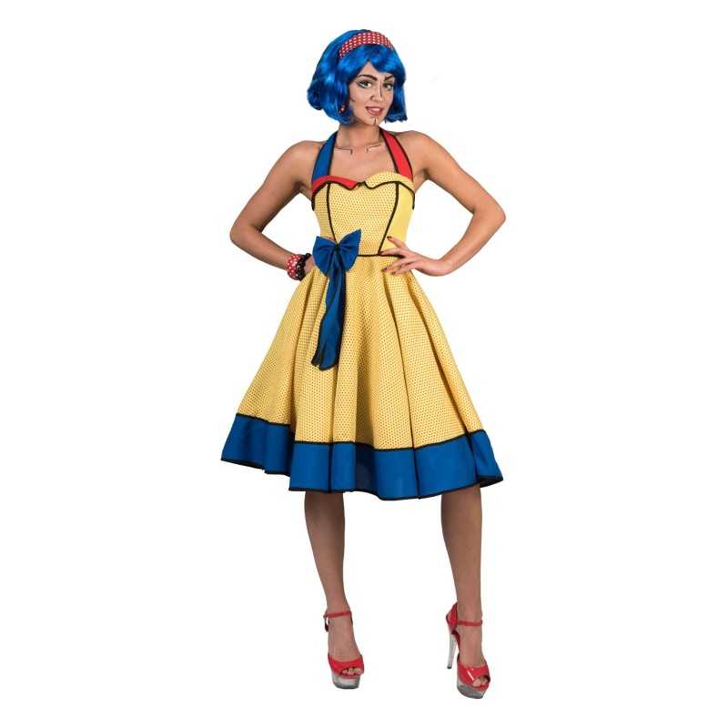 DEGUISEMENT ROBE POP ART JAUNE TAILLE 44-46