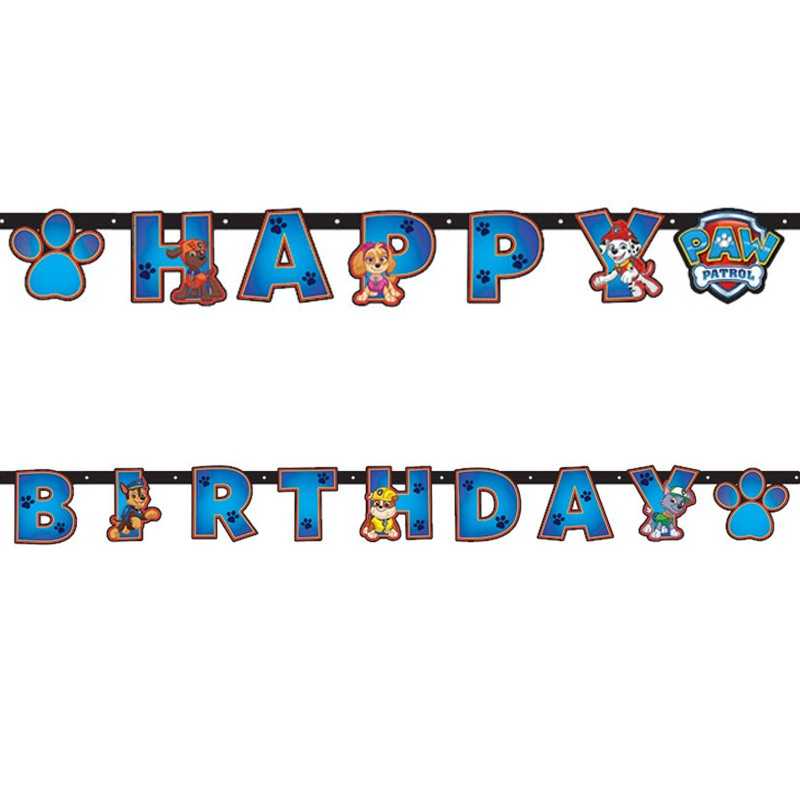 GUIRLANDE LETTRE EN PAPIER PAT PATROUILLE HAPPY BIRTHDAY 240 CM