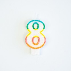 BOUGIE MULTICOLORE CHIFFRE 8