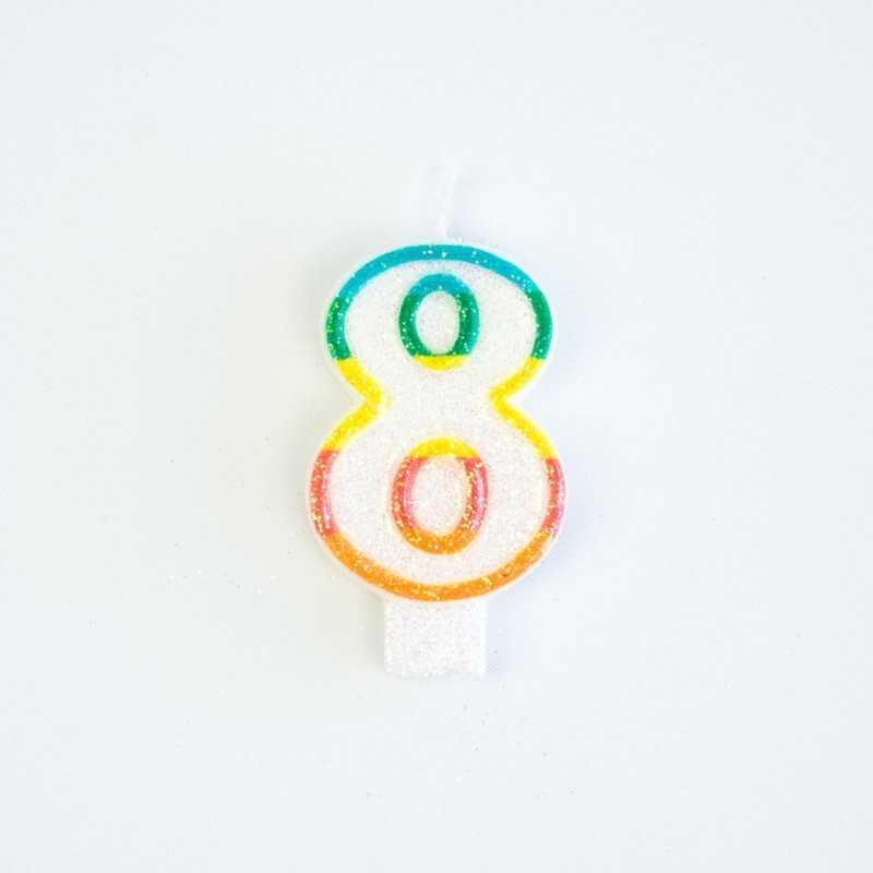 BOUGIE MULTICOLORE CHIFFRE 8