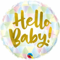 BALLON METALLIQUE ROND 46 CM HELLO BABY