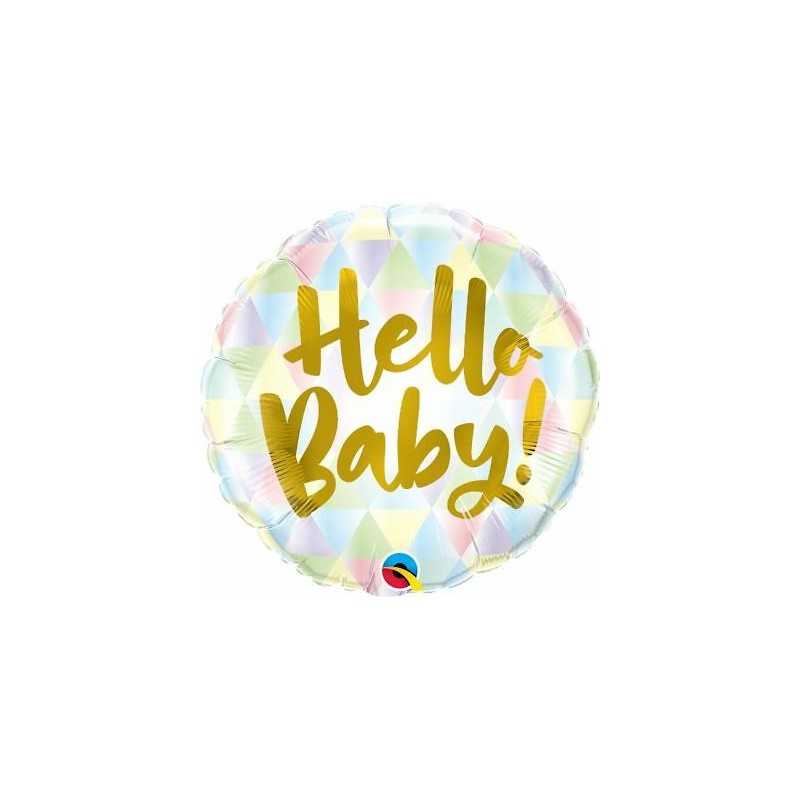 BALLON METALLIQUE ROND 46 CM HELLO BABY