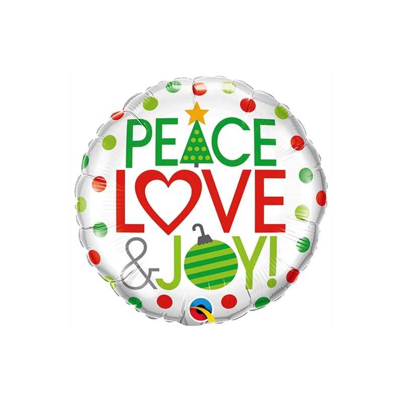 BALLON METALLIQUE 46 CM PEACE LOVE ET JOY