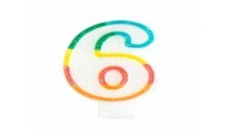 BOUGIE CHIFFRE 6 MULTICOULEUR