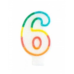 BOUGIE CHIFFRE 6 MULTICOULEUR