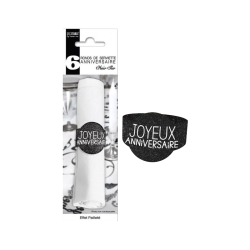 6X RONDS DE SERVIETTE NOIR JOYEUX ANNIVERSAIRE