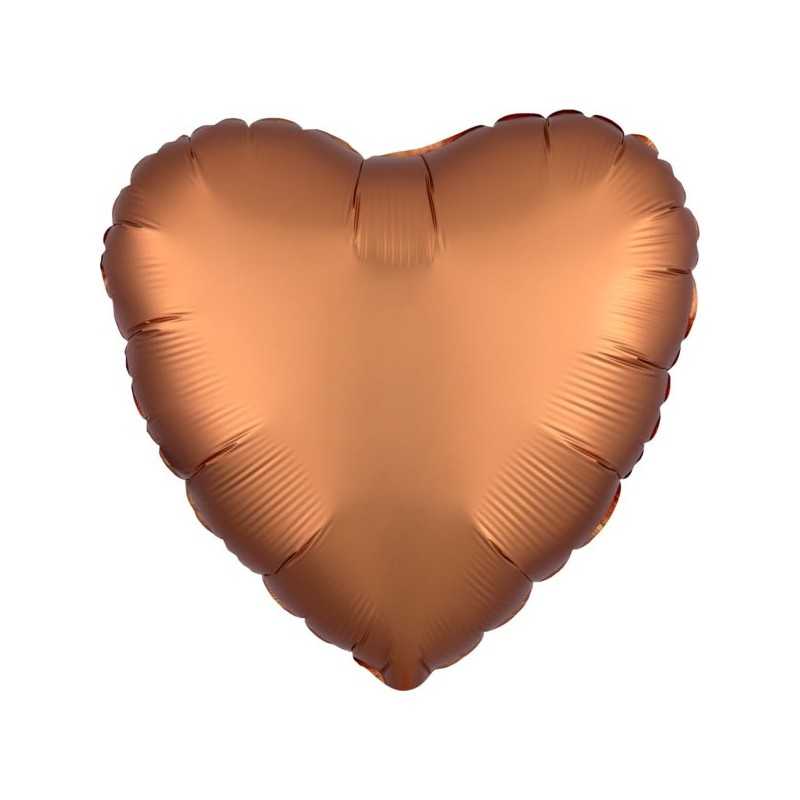 BALLON METALLIQUE COEUR SATIN AMBRE 43 CM