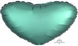 BALLON METALLIQUE COEUR SATIN JADE 43 CM
