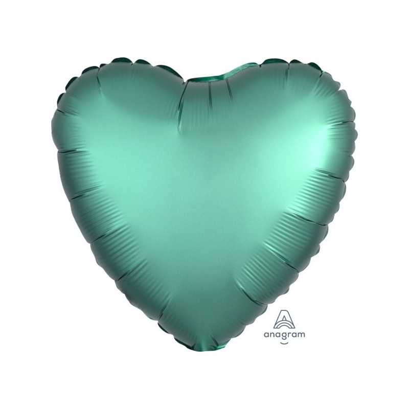 BALLON METALLIQUE COEUR SATIN JADE 43 CM