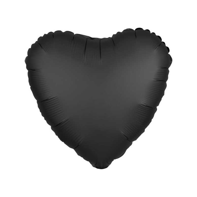 BALLON METALLIQUE COEUR SATIN ONYX 43 CM