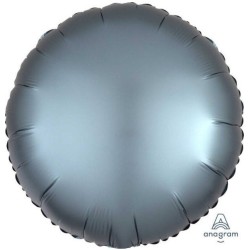 BALLON METALLIQUE ROND SATIN GRIS BLEU 43 CM