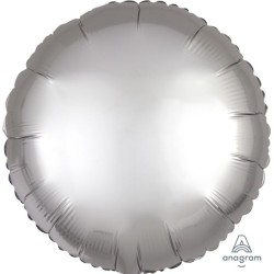 BALLON METALLIQUE ROND SATIN GRIS PLATINE 43 CM