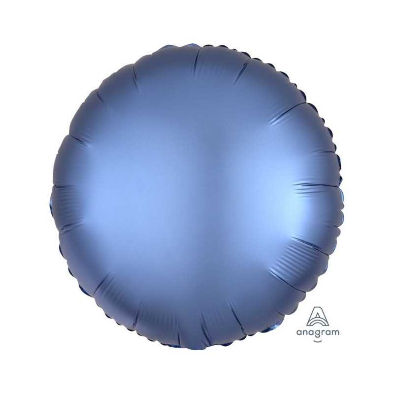 BALLON METALLIQUE ROND SATIN BLEU AZUR 43 CM