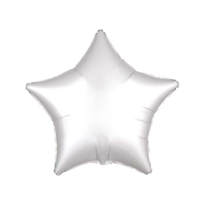 BALLON METALLIQUE ETOILE SATIN BLANC 43 CM