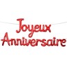 BALLON METALLIQUE JOYEUX ANNIVERSAIRE ROUGE 4.50M X 39 CM
