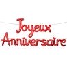 BALLON METALLIQUE JOYEUX ANNIVERSAIRE ROUGE 4.50M X 39 CM