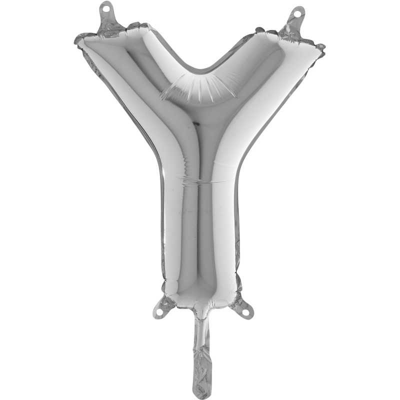 BALLON METALLIQUE LETTRE Y ARGENT 35 CM