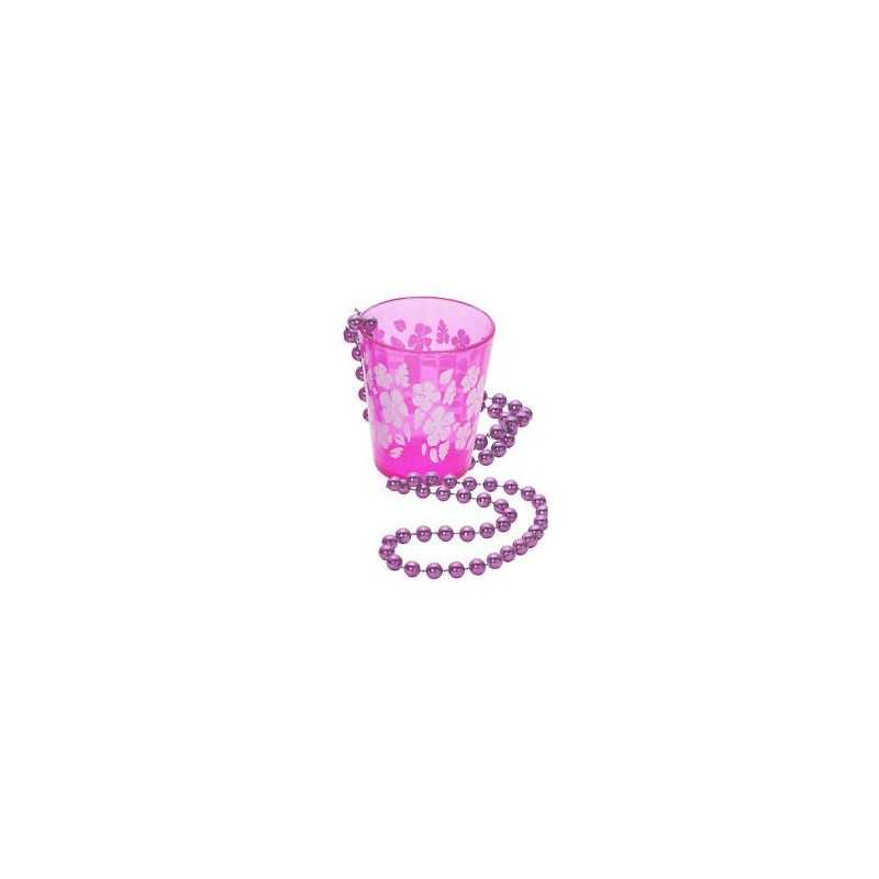 COLLIER VERRE A SHOOTER ROSE AVEC DES FLEURS 