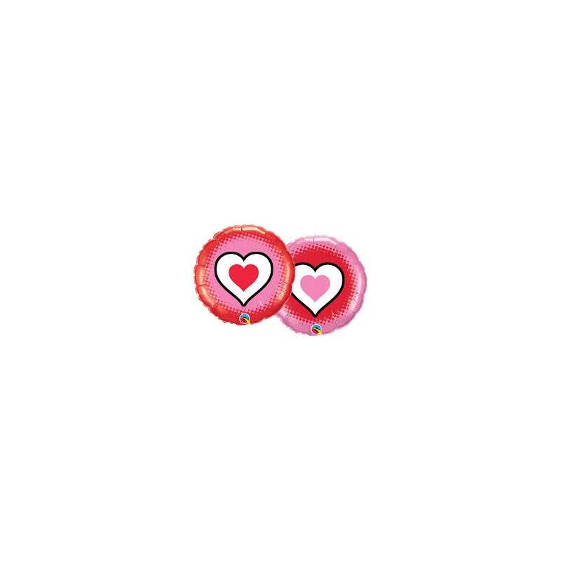 BALLON METALLIQUE ROND 46CM COEUR 2 FACES