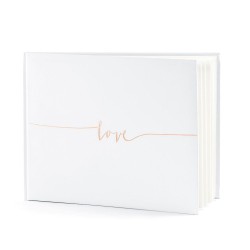 LIVRE D'OR GUEST BOOK BLANC LOVE ROSE GOLD 24 CM X 18,5 CM 22 PAGES