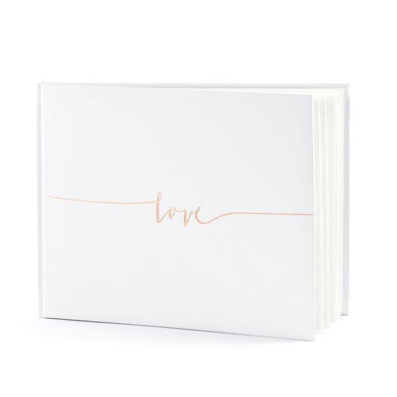 LIVRE D'OR GUEST BOOK BLANC LOVE ROSE GOLD 24 CM X 18,5 CM 22 PAGES