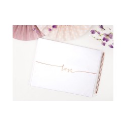 LIVRE D'OR GUEST BOOK BLANC LOVE ROSE GOLD 24 CM X 18,5 CM 22 PAGES