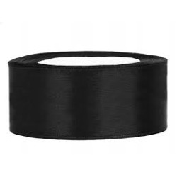 RUBAN SATIN NOIR 25 M X 25 MM