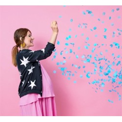 BALLON LATEX 1 M NOIR REVELATION SEXE BOY OR GIRL CONFETTIS BLEU