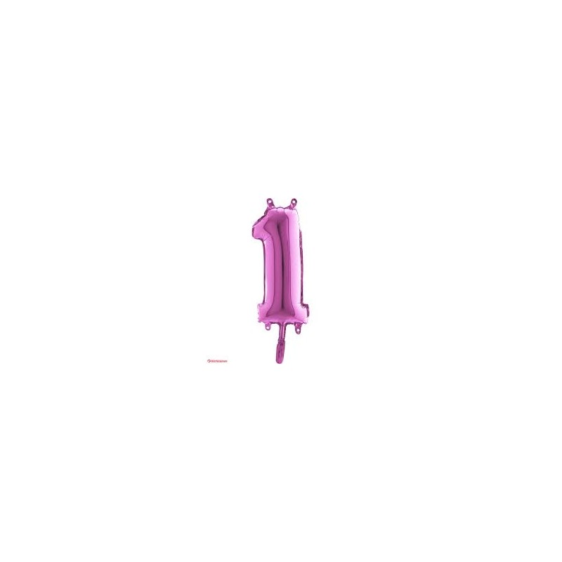 BALLON METALLIQUE CHIFFRE 1 FUSCHIA 36CM