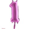 BALLON METALLIQUE CHIFFRE 1 FUSCHIA 36CM
