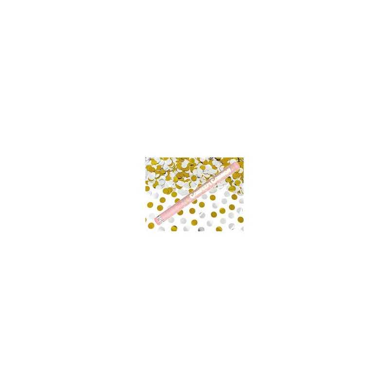 CANON CONFETTIS METALICS ROND ARGENT ET OR 80 CM