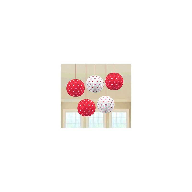 5 LANTERNES MOTIFS COEURS 11.4 CM