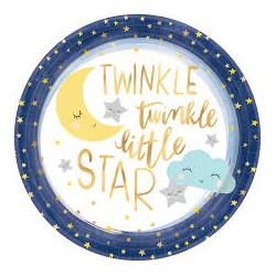 8 ASSIETTES BEBE AVEC LUNE ET NUAGE 26.7 CM