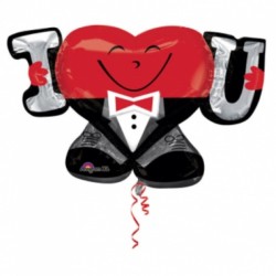 BALLON METALLIQUE BONHOMME I LOVE YOU 53 X 83 CM