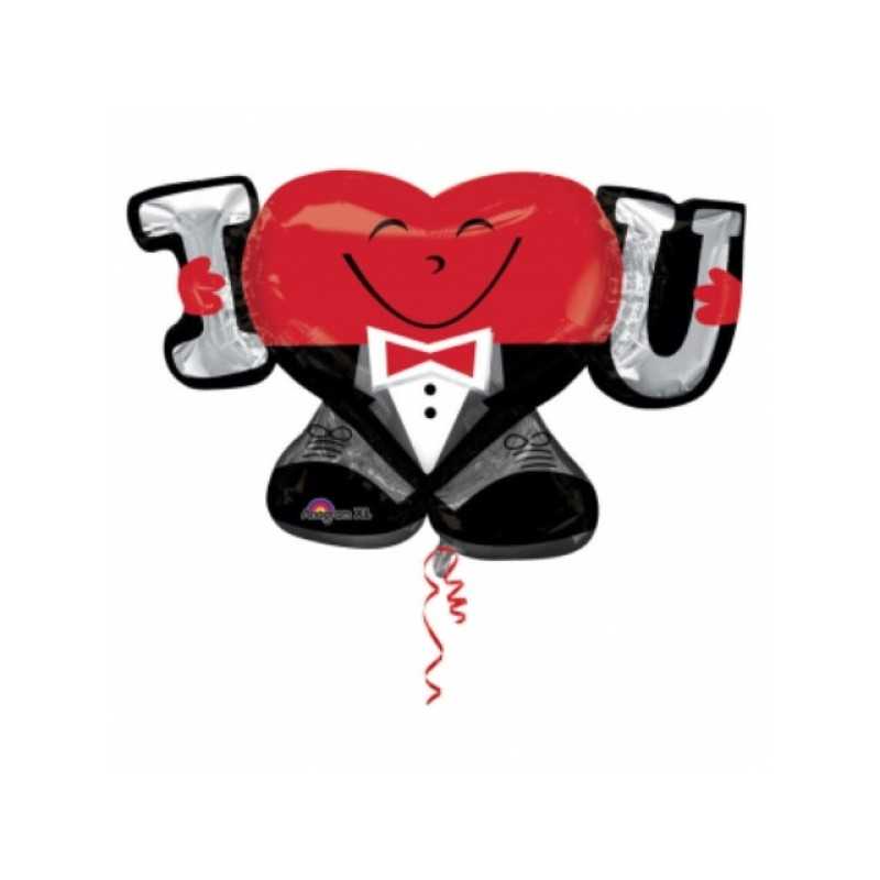 BALLON METALLIQUE BONHOMME I LOVE YOU 53 X 83 CM