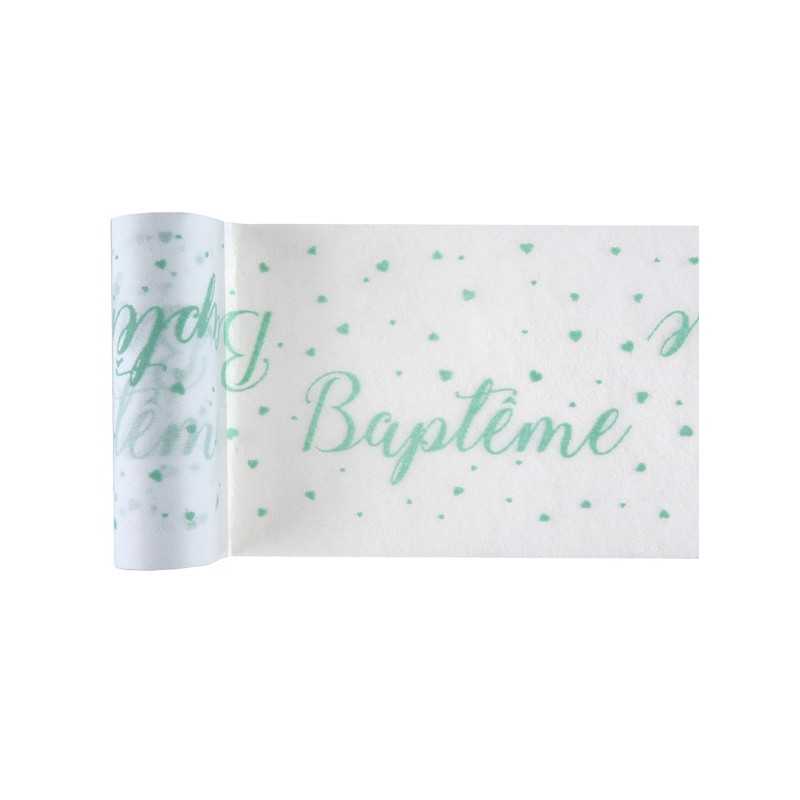 CHEMIN DE TABLE BAPTEME MENTHE 15 CM X 5 M
