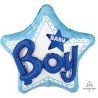 BALLON METALLIQUE ETOILE BABY BOY BLEU BLANC 81CM