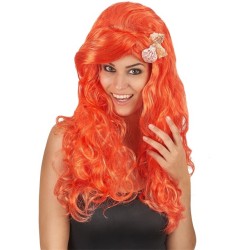 PERRUQUE LONGUE BOUCLE ORANGE COQUILLAGES