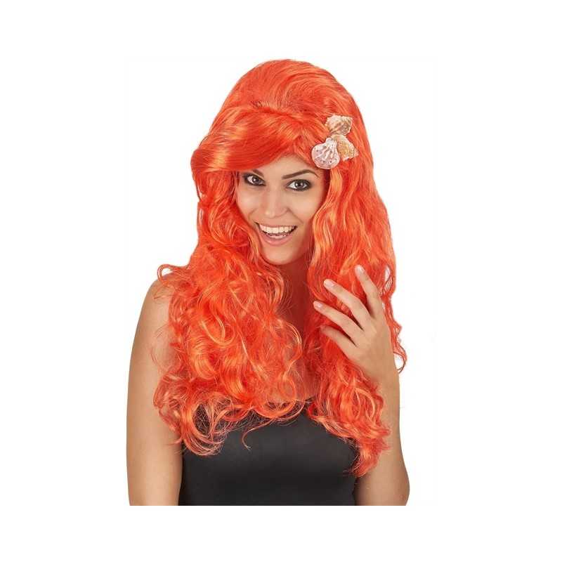 PERRUQUE LONGUE BOUCLE ORANGE COQUILLAGES