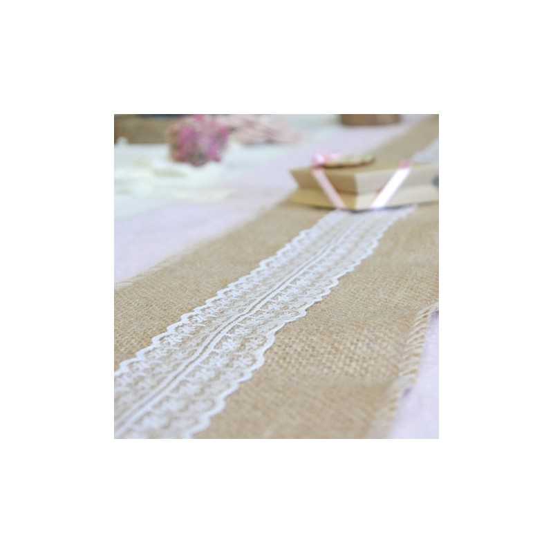 TOILE DE JUTE AVEC DENTELLE 14.5 CM X 5 M