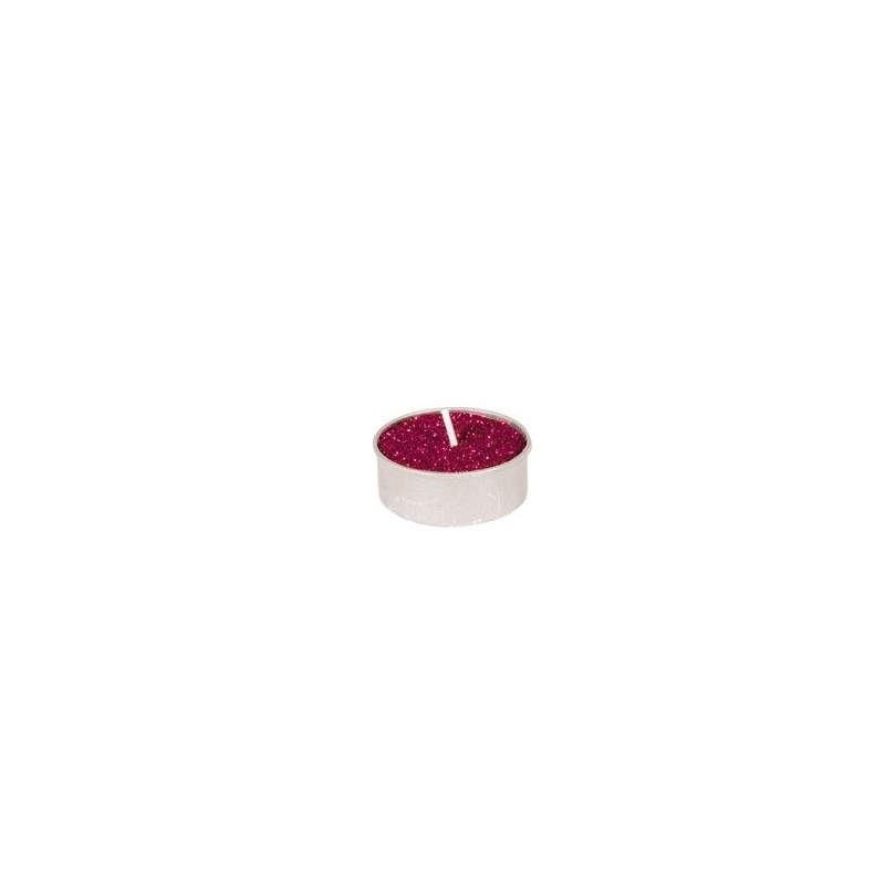 6 BOUGIES CHAUFFE-PLAT FUSCHIA PAILLETTE 3.5 CM