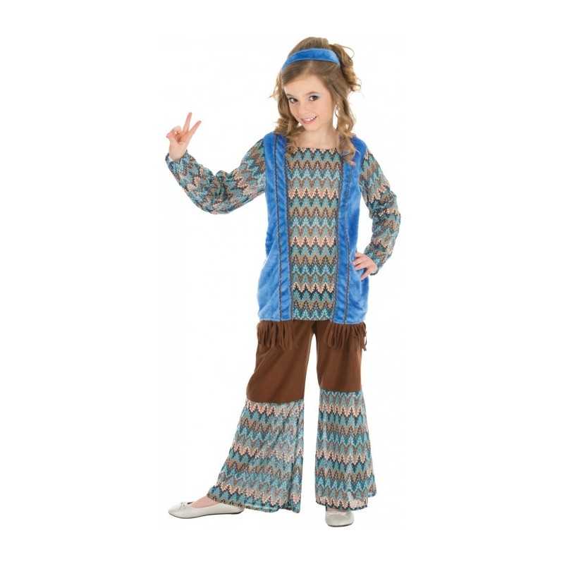 DEGUISEMENT FILLE HIPPIE VINTAGE BLEU TAILLE 116CM