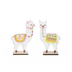 CENTRE DE TABLE LAMA EN BOIS 12X4.5X20CM