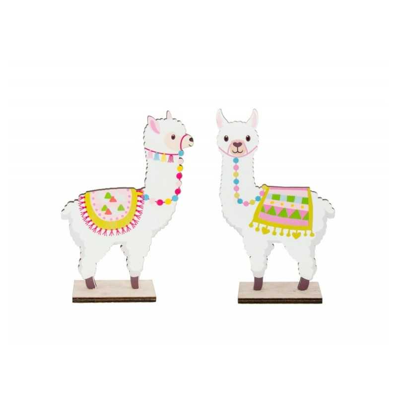 CENTRE DE TABLE LAMA EN BOIS 12X4.5X20CM