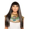 PERRUQUE LONGUE AVEC FRANCHE NOIR REINE DU NIL CLEOPATRE 