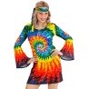 DEGUISEMENT ROBE HIPPIE MULTICOULEUR AVEC BANDEAU TAILLE L 