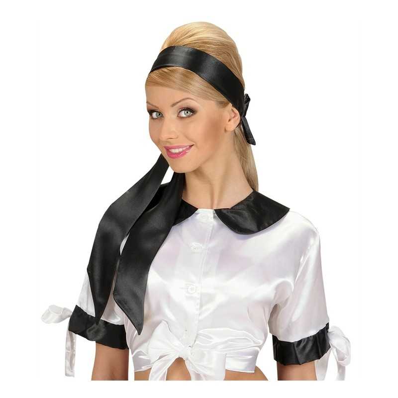 BANDEAU FOULARD NOIR SATIN