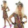 DEGUISEMENT DISCO ROBE LEOPARD FLUO TAILLE S