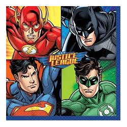16 SERVIETTES JUSTICE LEAGUE 33 X 33 CM